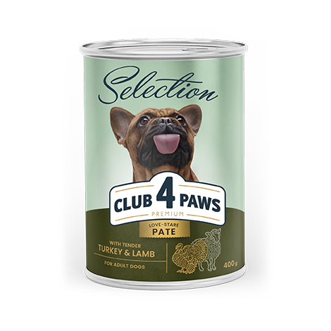 CLUB 4 PAWS PREMIUM ΠΛΉΡΗΣ ΚΟΝΣΕΡΒΟΠΟΙΗΜΈΝΗ ΤΡΟΦΉ ΓΙΑ ΕΝΉΛΙΚΟΥΣ ΣΚΎΛΟΥΣ «ΜΕ ΓΑΛΟΠΟΎΛΑ ΚΑΙ ΑΡΝΊ ΣΕ ΠΑΤΈ»