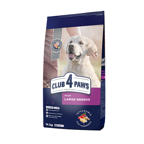 CLUB 4 PAWS PREMIUM ΓΙΑ ΜΕΓΑΛΟΣΩΜΕΣ ΦΥΛΕΣ. ΠΛΗΡΗΣ ΞΗΡΑ ΤΡΟΦΗ ΓΙΑ ΕΝΗΛΙΚΟΥΣ ΣΚΥΛΟΥΣ