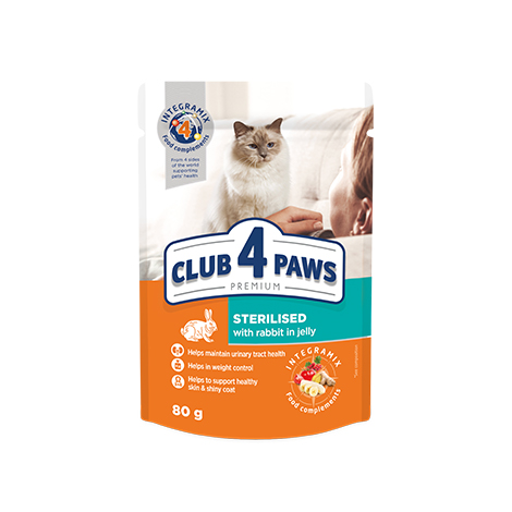 CLUB 4 PAWS PREMIUM "ΜΕ ΚΟΥΝΕΛΙ ΣΕ ΖΕΛΕ". ΠΛΗΡΕΙΣ ΚΟΝΣΕΡΒΟΠΟΙΗΜΕΝΗ ΩΟΤΡΟΦΩΝ ΓΙΑ ΖΩΑ ΣΥΝΤΡΟΦΙΑΣ ΓΙΑ ΕΝΗΛΙΚΕΣ ΣΤΕΙΡΩΜΕΝΕΣ ΓΑΤΕΣ