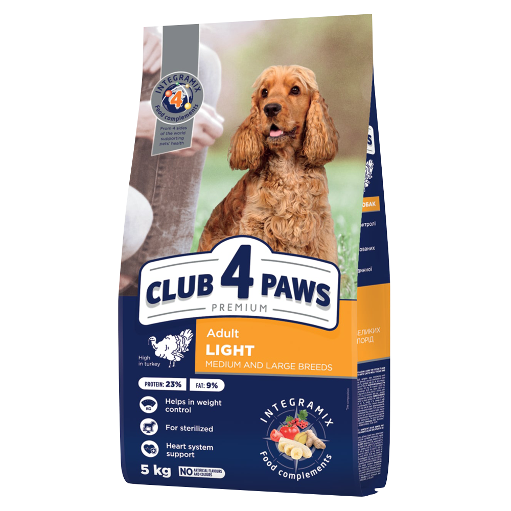 CLUB 4 PAWS PREMIUM «ΈΛΕΓΧΟΣ ΒΑΡΟΥΣ». ΠΛΗΡΗΣ ΞΗΡΗ ΤΡΟΦΗ ΓΙΑ ΕΝΗΛΙΚΟΥΣ ΣΚΥΛΟΥΣ ΜΕΣΗΣ ΚΑΙ ΜΕΓΑΛΗΣ ΦΥΛΗΣ ΣΤΕΙΡΩΜΕΝΟΥΣ Η ΕΠΙΡΡΕΠΕΙΣ ΣΤΗΝ ΑΥΞΗΣΗ ΒΑΡΟΥΣ. ΜΕ ΥΨΗΛΗ ΠΕΡΙΕΚΤΙΚΟΤΗΤΑ ΣΕ ΓΑΛΟΠΟΥΛΑ