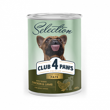 CLUB 4 PAWS PREMIUM ΠΛΉΡΗΣ ΚΟΝΣΕΡΒΟΠΟΙΗΜΈΝΗ ΤΡΟΦΉ ΓΙΑ ΕΝΉΛΙΚΟΥΣ ΣΚΎΛΟΥΣ «ΜΕ ΚΟΤΌΠΟΥΛΟ ΚΑΙ ΑΡΝΊ ΣΕ ΠΑΤΈ»