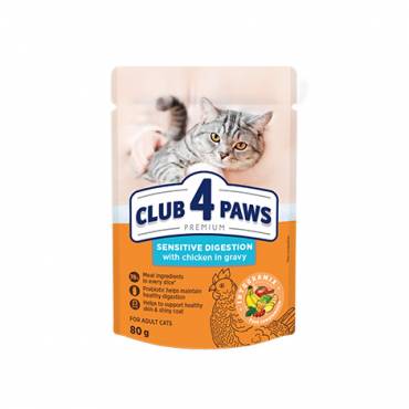 CLUB 4 PAWS PREMIUM "ΕΥΑΙΣΘΗΤΗ ΠΕΨΗ". ΠΛΗΡΕΙΣ ΚΟΝΣΕΡΒΟΠΟΙΗΜΕΝΗ ΩΟΤΡΟΦΩΝ ΓΙΑ ΖΩΑ ΣΥΝΤΡΟΦΙΑΣ ΓΙΑ ΕΝΗΛΙΚΕΣ ΓΑΤΕΣ