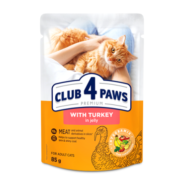 CLUB 4 PAWS PREMIUM " ΜΕ ΓΑΛΟΠΟΎΛΑ ΣΕ ΖΕΛΕ " ΓΙΑ ΕΝΗΛΙΚΕΣ ΓΑΤΕΣ