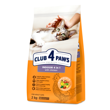 CLUB 4 PAWS PREMIUM. ΓΙΑ ΓΑΤΕΣ ΠΟΥ ΖΟΥΝ ΣΕ ΚΛΕΙΣΤΟΥΣ ΧΩΡΟΥΣ «4 ΣΕ 1». ΠΛΗΡΗΣ ΞΗΡΑ ΖΩΟΤΡΟΦΏΝ ΓΙΑ ΕΝΗΛΙΚΕΣ ΓΑΤΕΣ