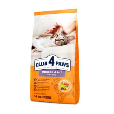 CLUB 4 PAWS PREMIUM ΓΙΑ ΓΑΤΕΣ ΠΟΥ ΖΟΥΝ ΣΕ ΚΛΕΙΣΤΟΥΣ ΧΩΡΟΥΣ «4 ΣΕ 1». ΠΛΗΡΗΣ ΞΗΡΑ ΖΩΟΤΡΟΦΏΝ ΓΙΑ ΕΝΗΛΙΚΕΣ ΓΑΤΕΣ ΜΕ ΑΡΝΊ